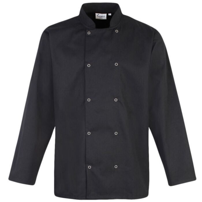 Studded front long sleeve chef's jacket Vignette
