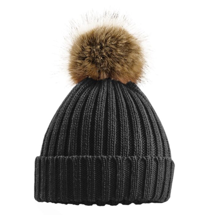 Fur pop pom chunky beanie Vignette