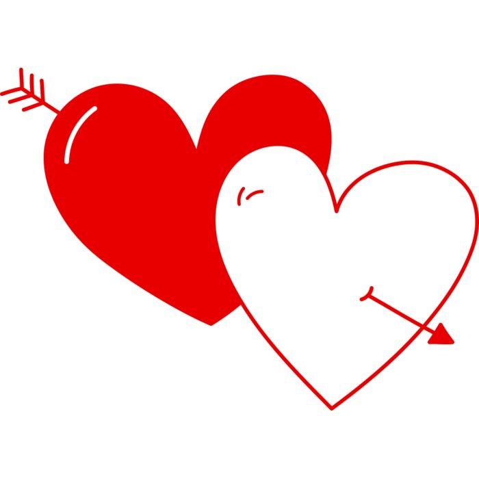 Red hearts with arrow Vignette