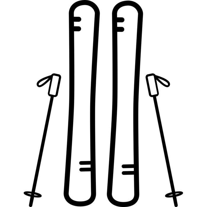 Ski Board and Poles Vignette